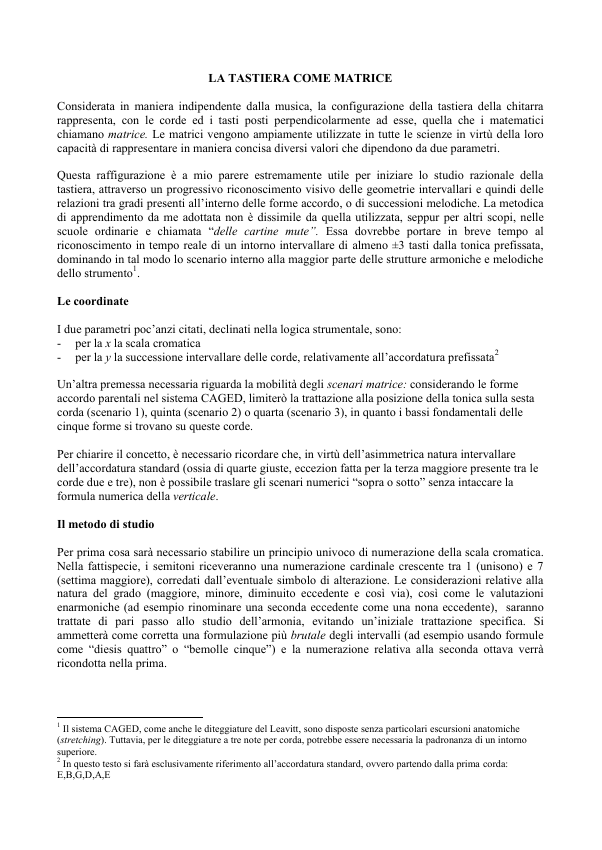 La tastiera come matrice — prima pagina del testo di Mario Pelagatti